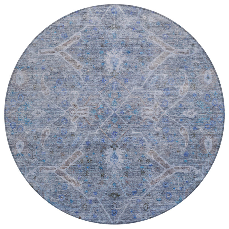 Machine Washable Indoor/Outdoor Chantille ACN2298 Global Rug, Round 8'