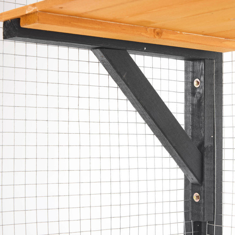Outdoor Cat Enclosure with Double Doors and Multiple Platforms, Black/Brown
