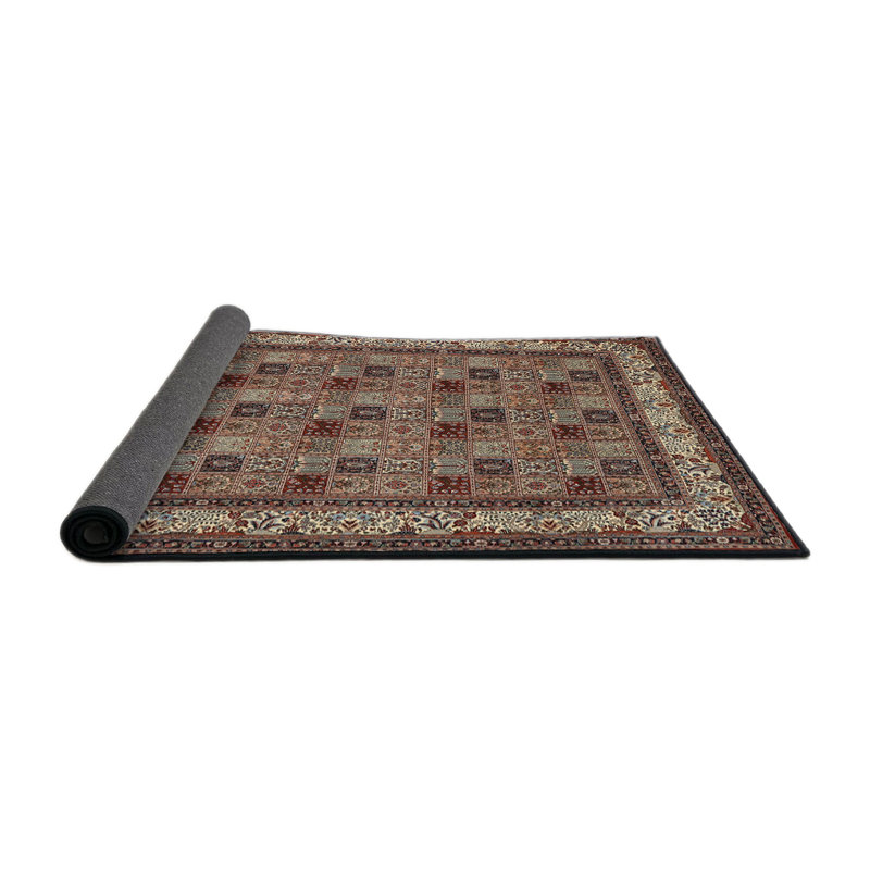 Tapis traditionnel brun / crème / gris, Rond 3 pi