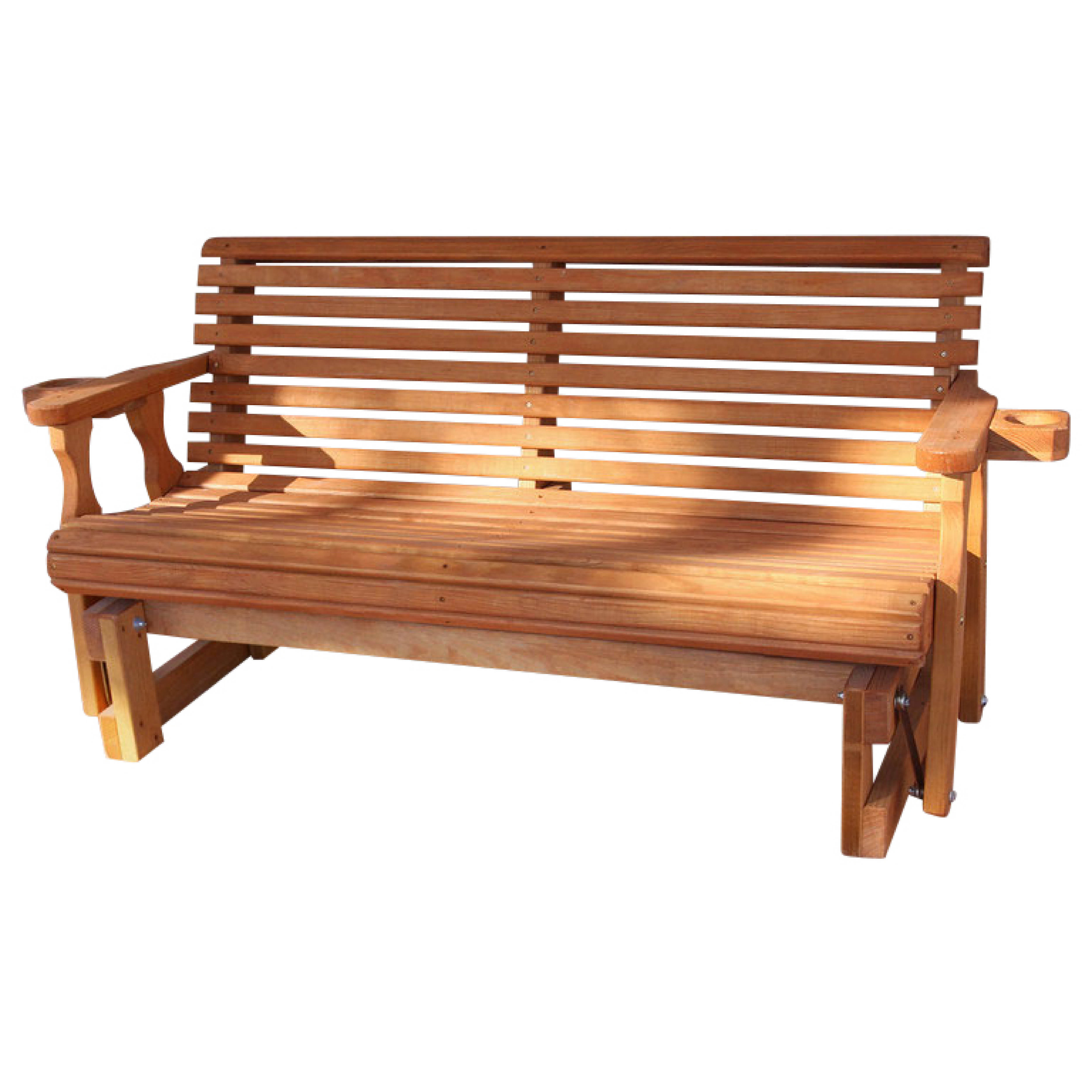 Heavy Duty 800 Lb Roll Back Treated Porch Glider Bench 5ft Cupholders