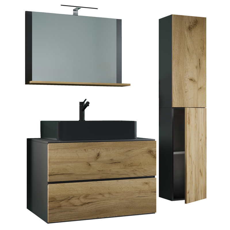 Aniceto Bathroom Furniture Suite, Brown / Black