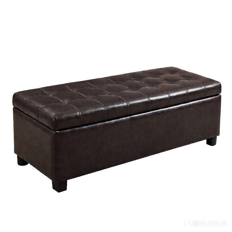 Repose-pieds avec rangement, banc de rangement, banc de chambre capitonné pour le vestibule, charnières faciles à utiliser, pieds en bois, cuir synthétique