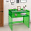 Bureau de table d'entrée rectangulaire 2 niveaux autoportant en acrylique avec tablettes ouvertes vert-1004233711