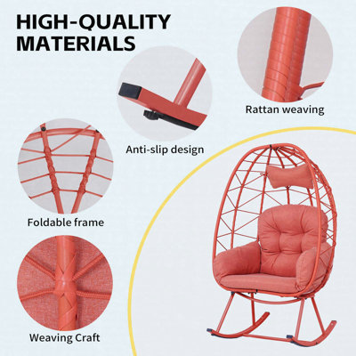 Fauteuil berçant intérieur / extérieur en osier avec coussin et coussin