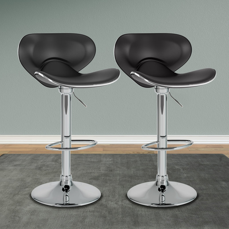 Abdusbasiyr Swivel Upholstered Adjustable Height Counter Stool with Solid Wood Frame, Black