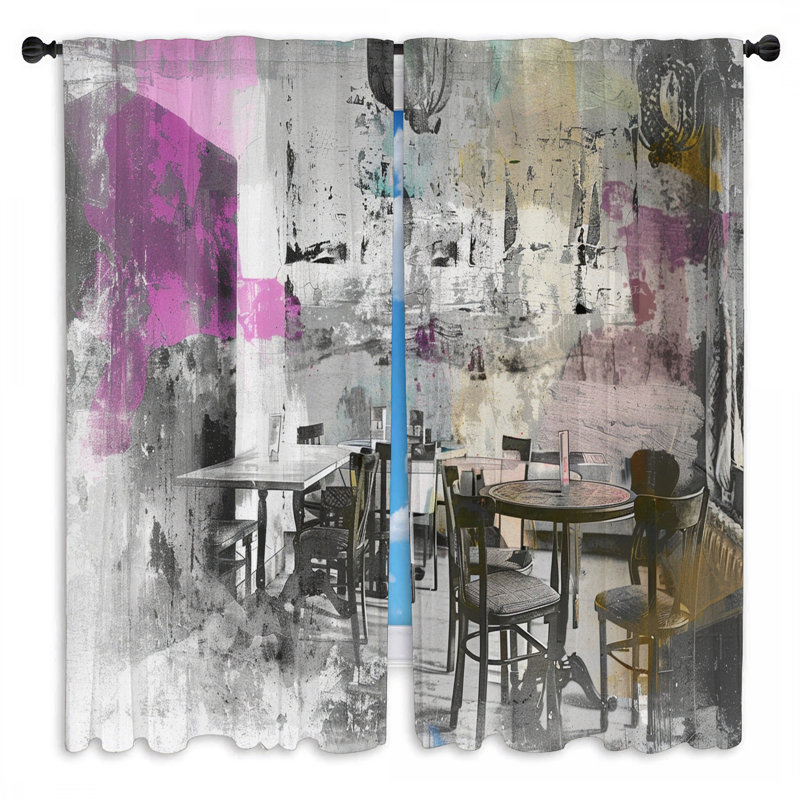 Rideaux éclectiques d'intérieur pour restaurant - 2 panneaux, L 20 po x L 52 po