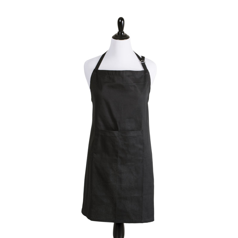 Solid Colour Cotton Bib Apron, Black