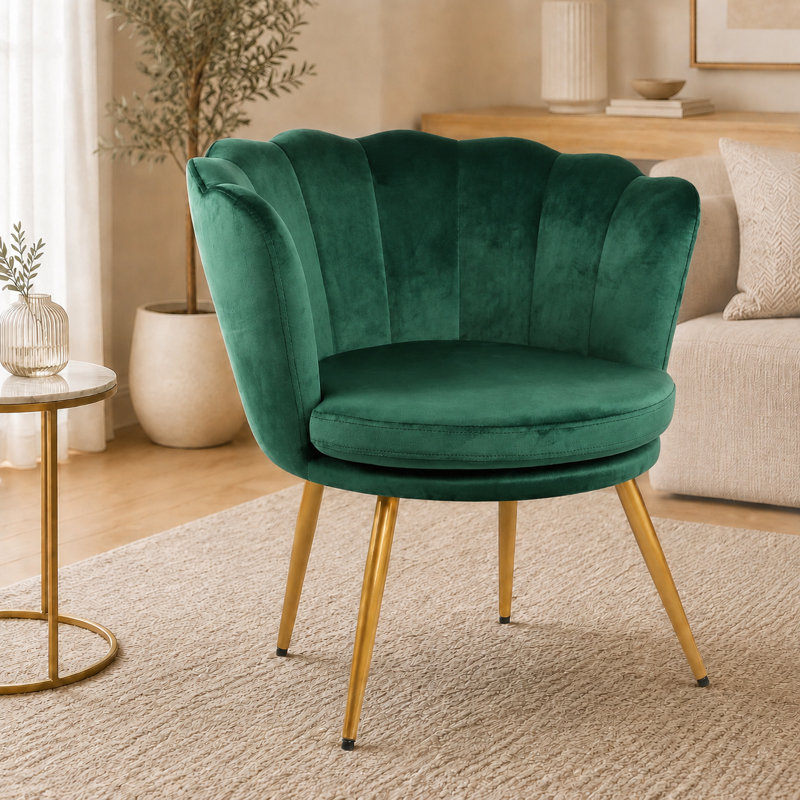 Octavius Velvet Barrel Chair, Green