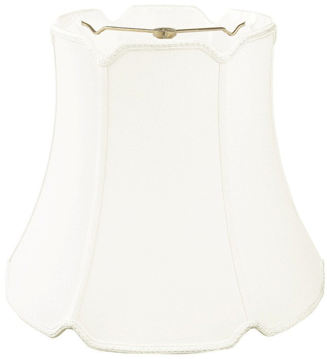 Abat-jour cloche en soie / shantung (araignée), Blanc, H 12 po x l 14 po x P 14 po
