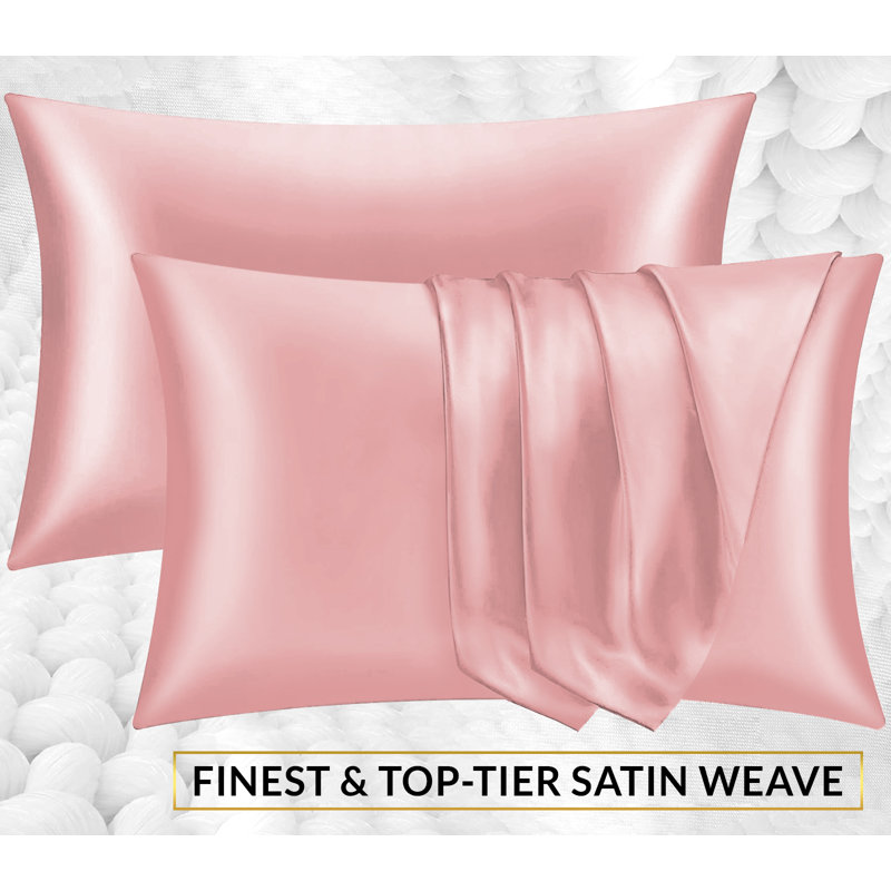 Satin Silk Pillow Cases Pack of 2 Super Soft Smooth Pillow Covers Breathable Hypoallergenic Envelope Closure, Coral