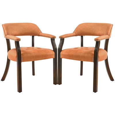 Chaise de salle à manger à accoudoirs touffetés LUMera, orange