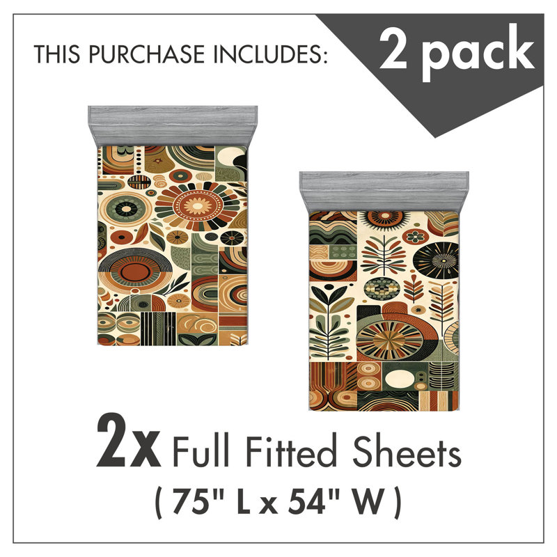 Microfiber Mid Century Fitted Sheet, Full Fitted Sheet