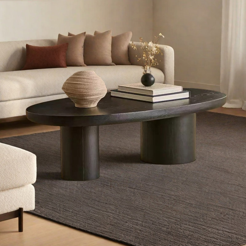 Table basse moderne de style simple avec plateau en pin, H 14,96 po x L 39,37 po x l 23,62 po, Noir