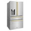 Réfrigérateur 36 portes à 4 portes avec distributeur d'eau et de glace en acier inoxydable avec poignées carrées bronze champagne
