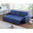 Lucca 84"W Blue Linen Reversible Sleeper Sectional Sofa With Storage Chaise-1251610503
