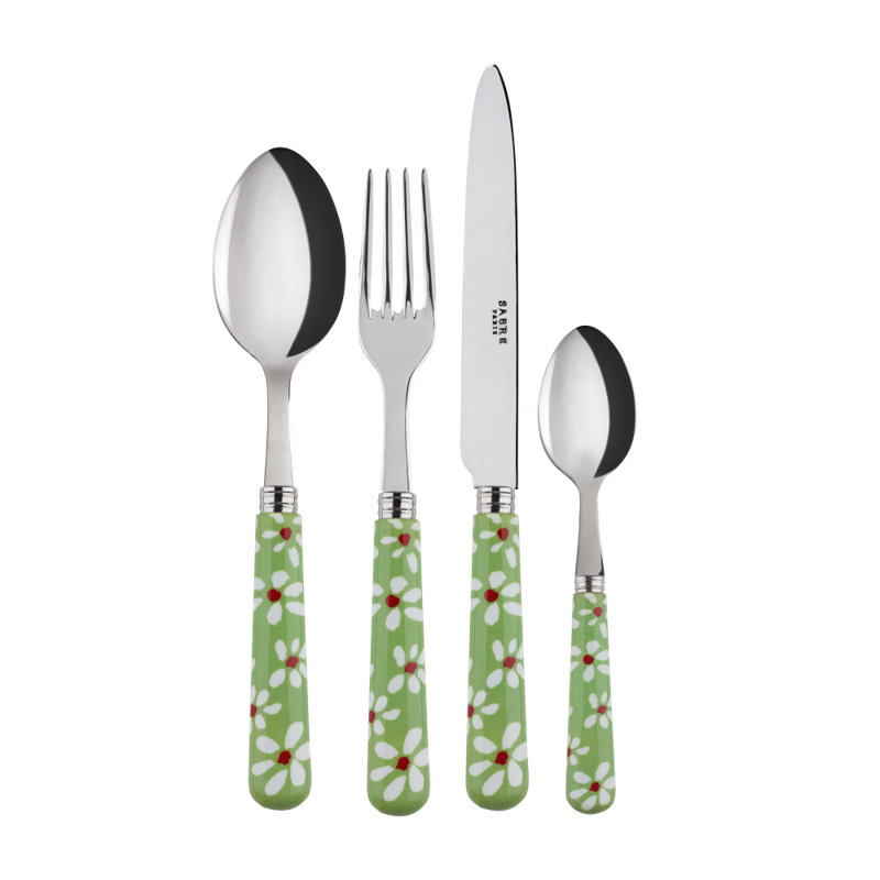 Sabre Paris - 24 Pieces Cutlery Set Daisy, Garden Green