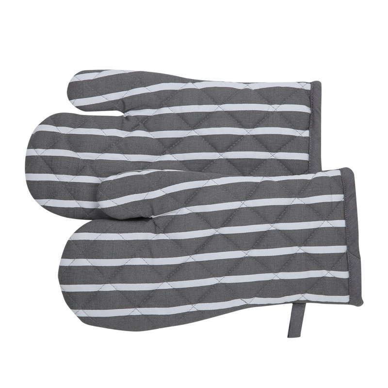 Brambly Cottage Striped Oven Mitt(s) Only Set, Stripe Grey