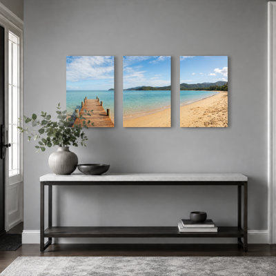 Ensemble de 3 tableaux sur toile représentant une jetée, pour la décoration du salon, de la chambre et de la maison.