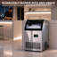 Machine à glaçons autoportante en acier inoxydable de 18,98 po Production quotidienne de glace, 55 lb Capacité de stockage de glace, cube de glace pleine grandeur et autonettoyant