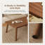 Table basse rectangulaire, conception à coins arrondis, 4 pieds cylindriques, structure en bois, brun