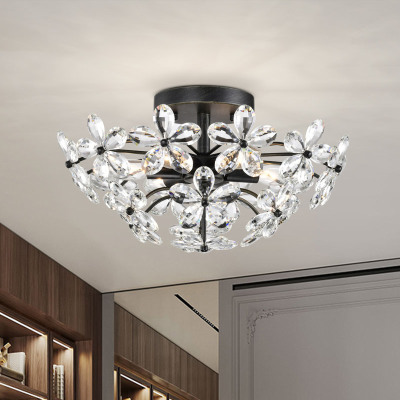 Swanscombe 6 Lights 17.7" Antique Black Semi Flush Mount 
