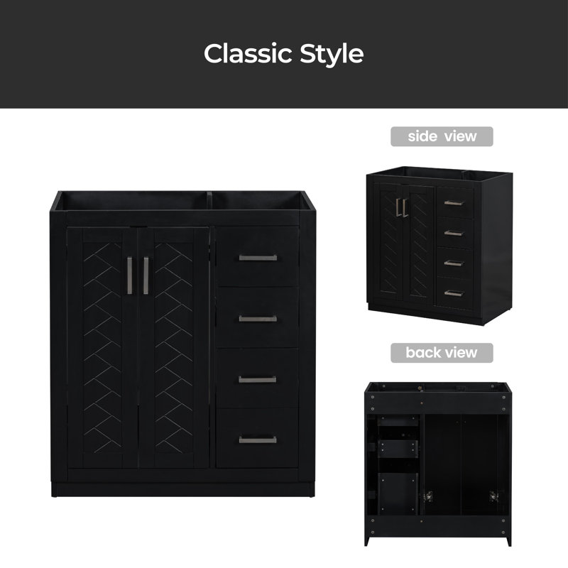 29.53'' Single Bathroom Vanity Base Only, Black