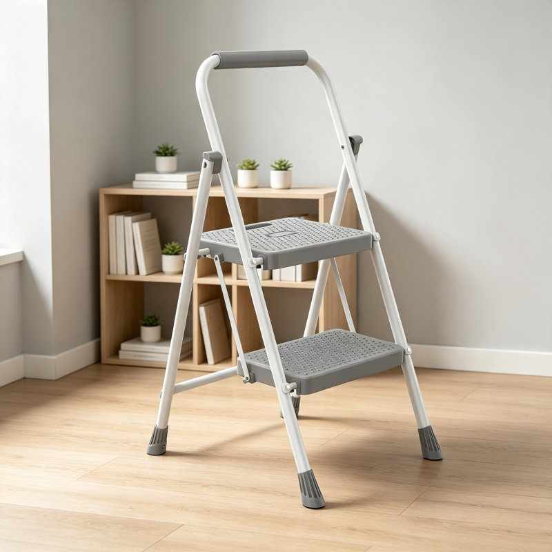 Escabeau pliant pour adultes avec verrou de sécurité, conception antidérapante antidérapante, escabeau pliable et portable pour la maison, le garage, la salle de bain et l'extérieur, construction robuste robuste, rangement peu encombrant