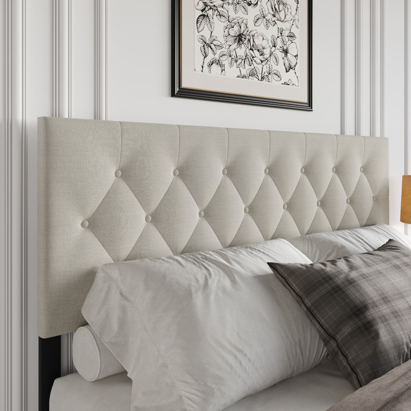 Gunnison King Tufted Upholstered Headboard, King, Warm Gray