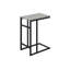 Table d'appoint, en forme de C, bout, côté, collation, salon, chambre à coucher, stratifié gris, métal noir, contemporain, moderne-306830857