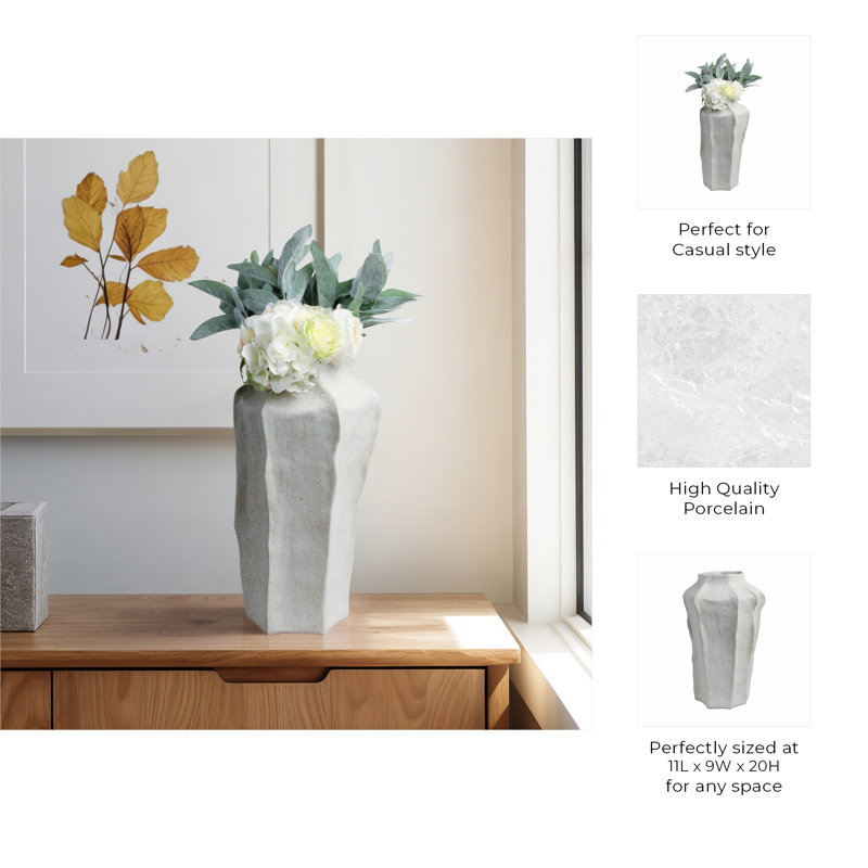 Sagebrook Home 20" Delrio Large Porcelain Vase, Gray