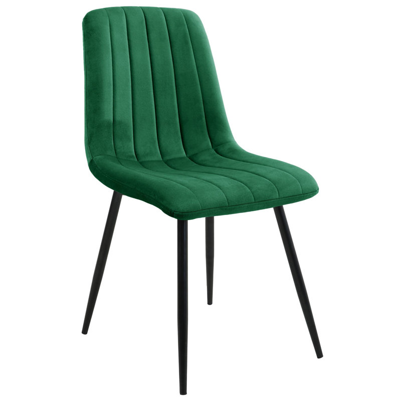 Adrianah 47cm H Tufted Velvet Upholstered Upholstered Back Side Chair in Green