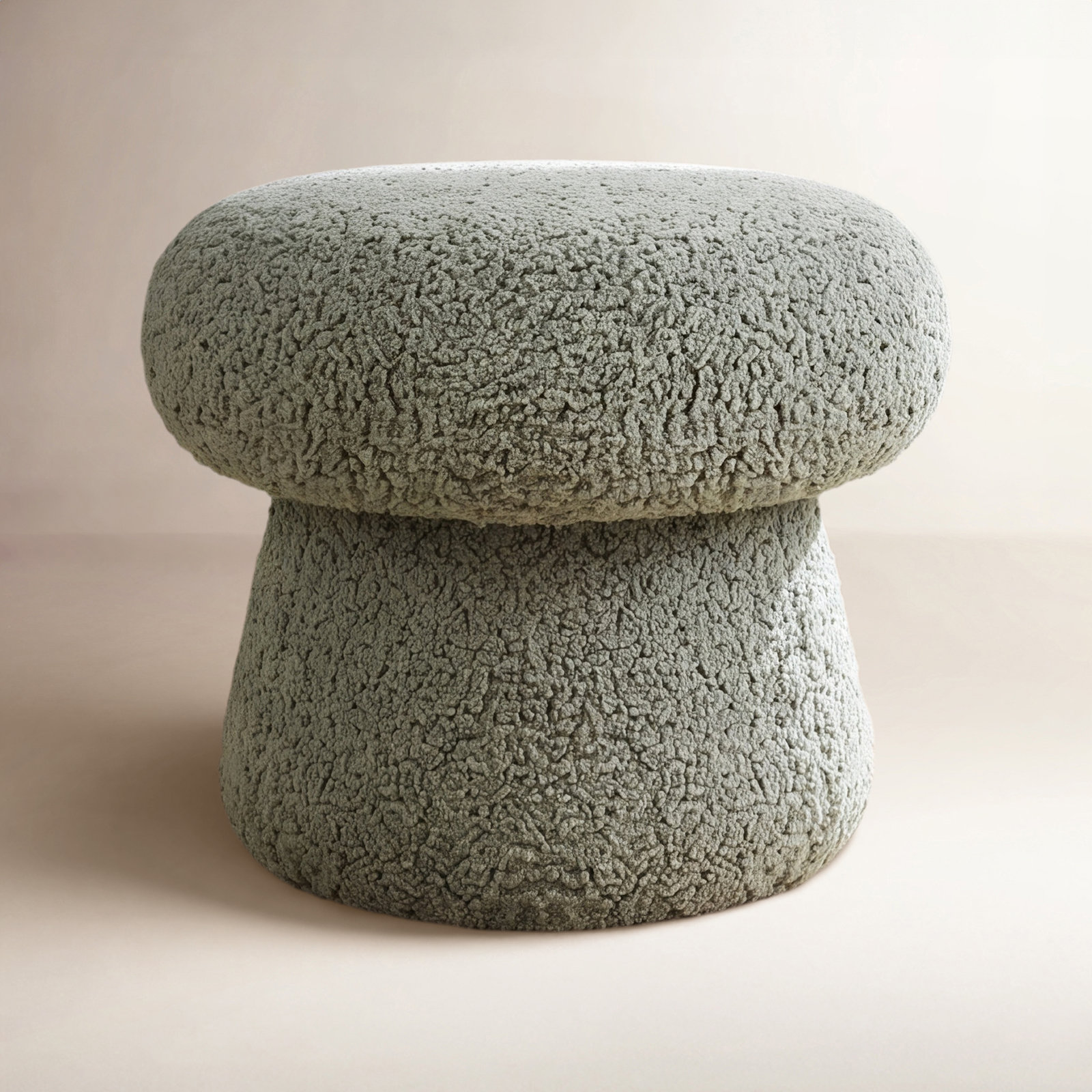 Mushroom Kids Pouf, Sage Teddy Loop, Standard