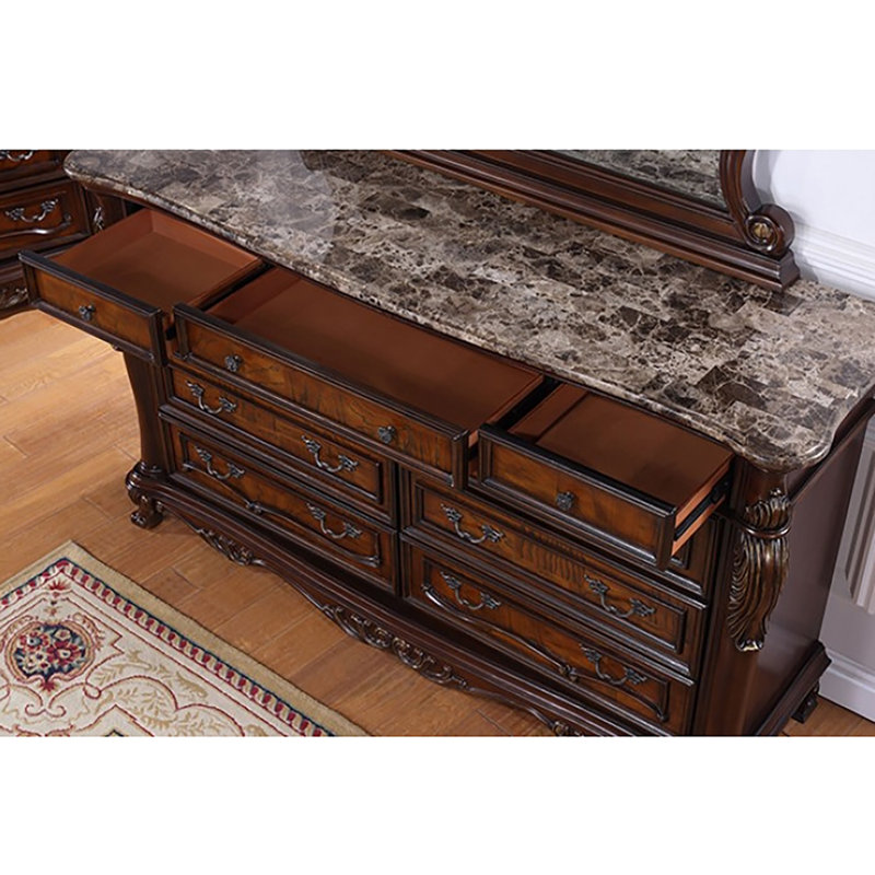 Commode 9 tiroirs Granntam, Cerise foncée