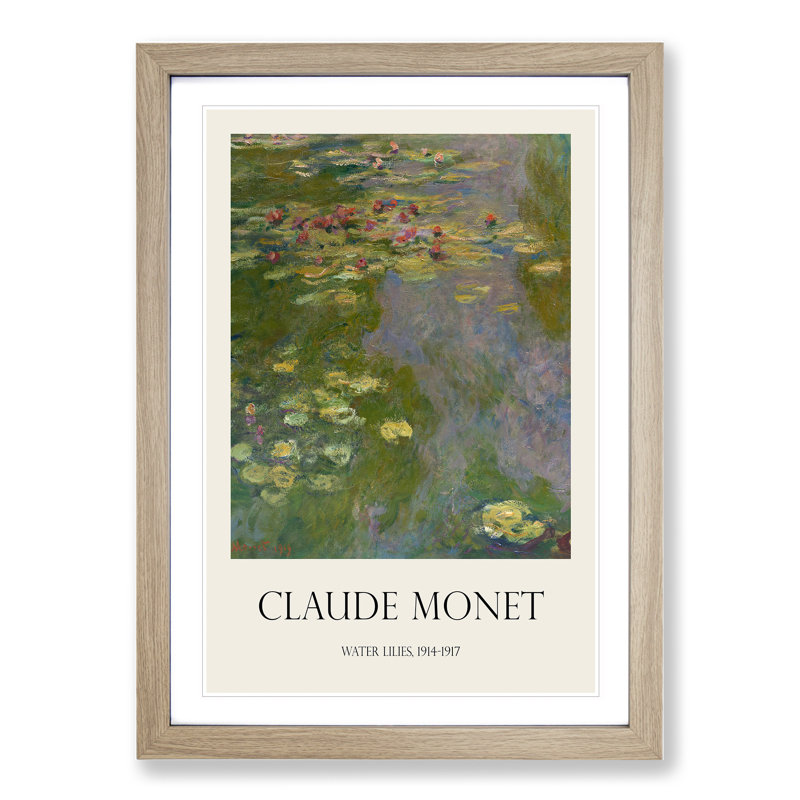 Water Lilies Lily Pond Vol.36 by Claude Monet - Picture Frame Art Prints, 65cm H x 48cm W x 2cm D, Oak Framed