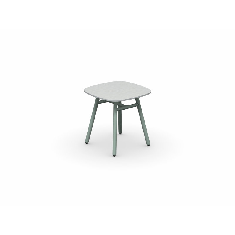 Table basse d'extérieur Yo avec plateau en céramique et structure en aluminium, Blanc optique mat, Brun Porphyre