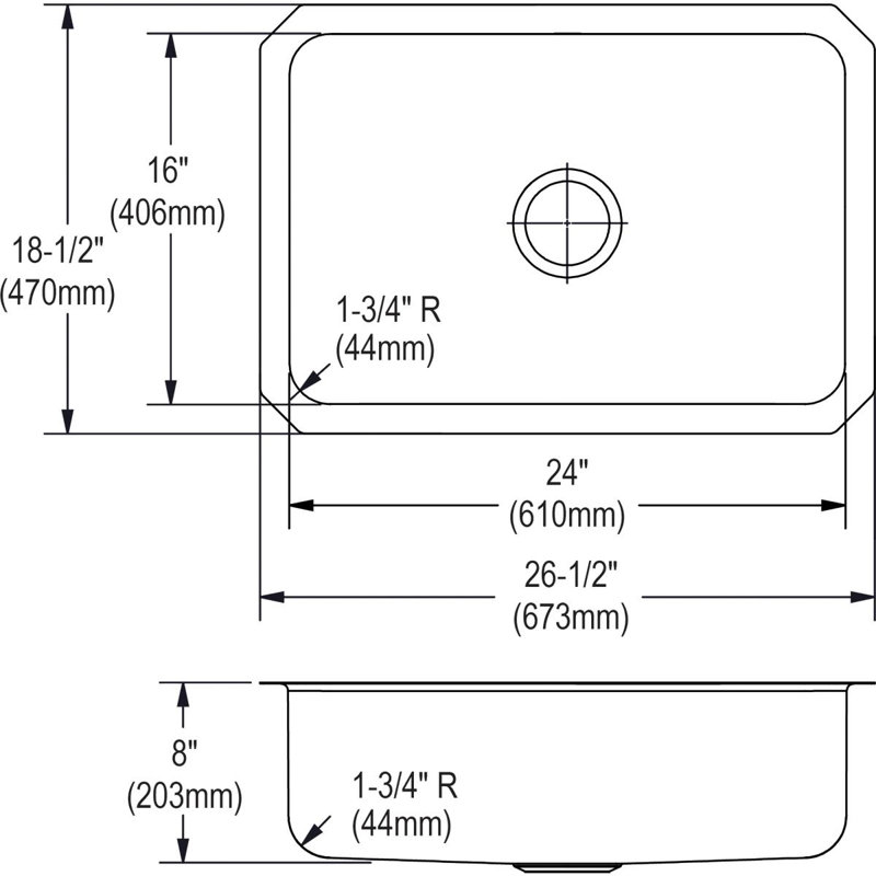 Dayton 26.5" L x 18.5" W Undermount Kitchen Sink