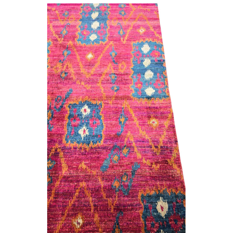 Rumi Abstract Hand-Knotted Silk Purple/Sangria/Gray/Cream Area Rug, Rectangle 8'11" x 12'3"