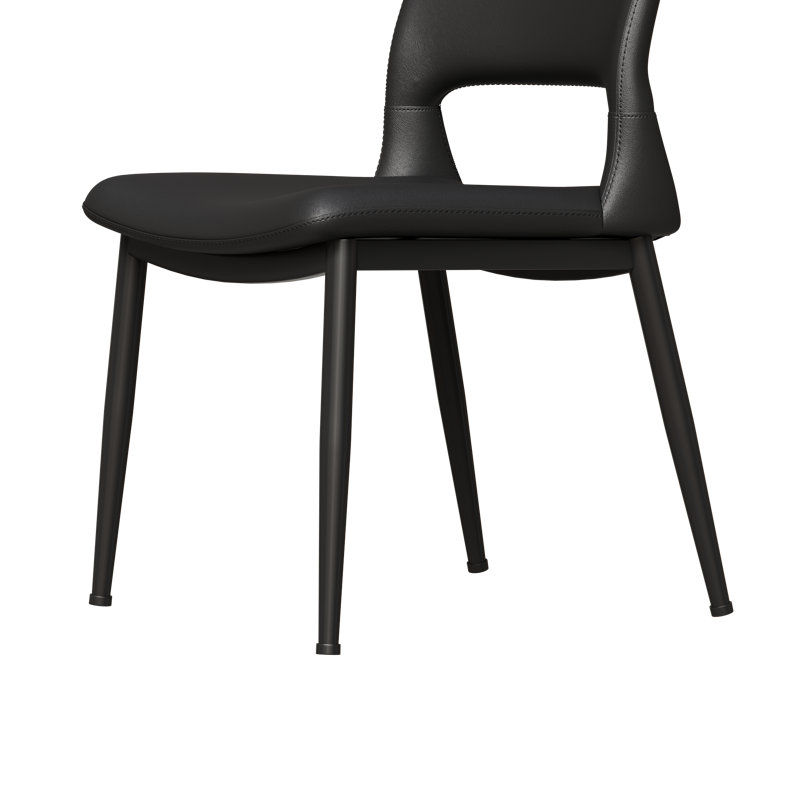 Chaises de salle à manger modernes et confortables, cuir synthétique noir, structure en métal, utilisation polyvalente