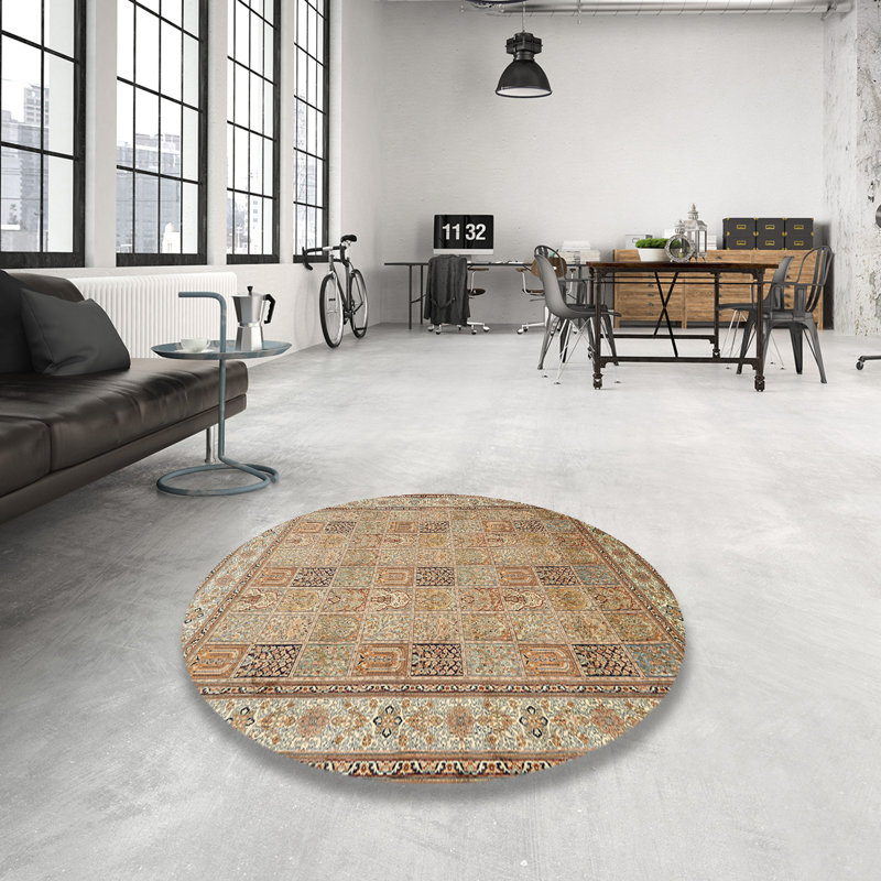 Tapis gris/noir/beige traditionnel Hispaniola, Rond 4 pi