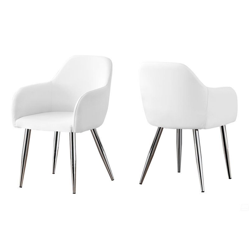 Chaise de salle à manger, ensemble de 2, d'appoint, rembourrée, de cuisine, Argent argent, Blanc