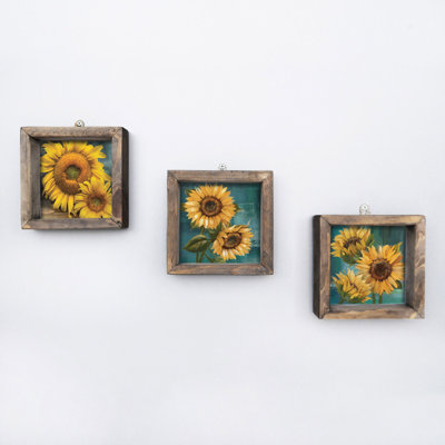 Stunning Decorative Framed MDF Paintings (Set of 3), Pine Wood Frames, 5.9 x 5.9 inches | 100% MDF with 0.12-inch Thickness, UV Printed | Perfect for Home Decor, Living Room, and Office Spaces, Stylish Art Display
