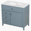 Meuble-lavabo bleu gris 36 po avec lavabo, panneau de fibres à densité moyenne moderne et bois d'hévéa avec 3 tiroirs et tablette réglable, meuble-lavabo autoportant pour le rangement et l'organisation de la salle de bain-1080041742-1080041782