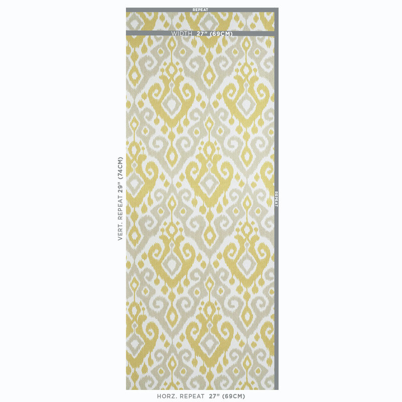 Dedra Damask Wallpaper, Yellow & Stone
