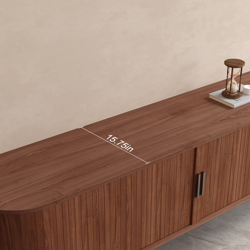 Modern TV Stand with Sliding Door for TVs up to 85", Brown