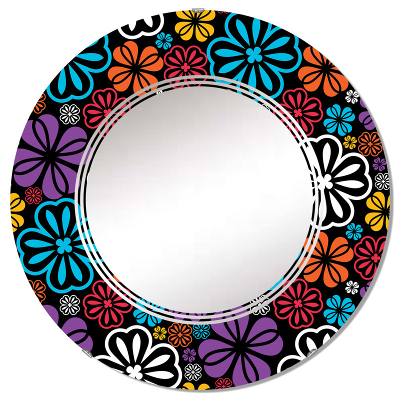 Quaylan - Multicolore floral - Miroir mural floral, 32 po x 32 po