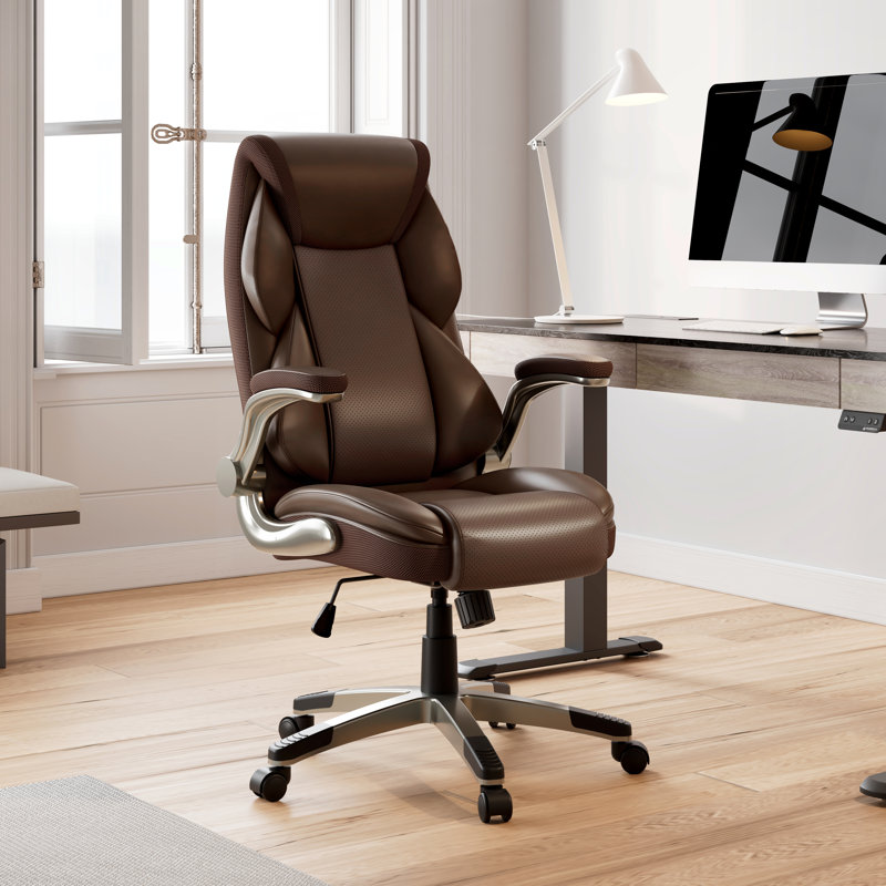 Chaise de bureau Alahni, Brun / Blanc cassé
