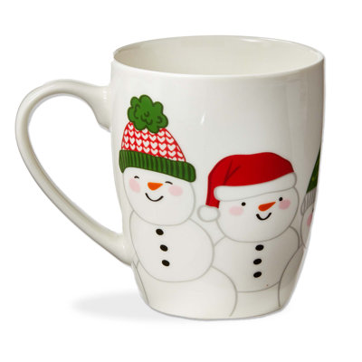 Happy Snowman Mug Multicolored Bone China Everyday 14 Oz