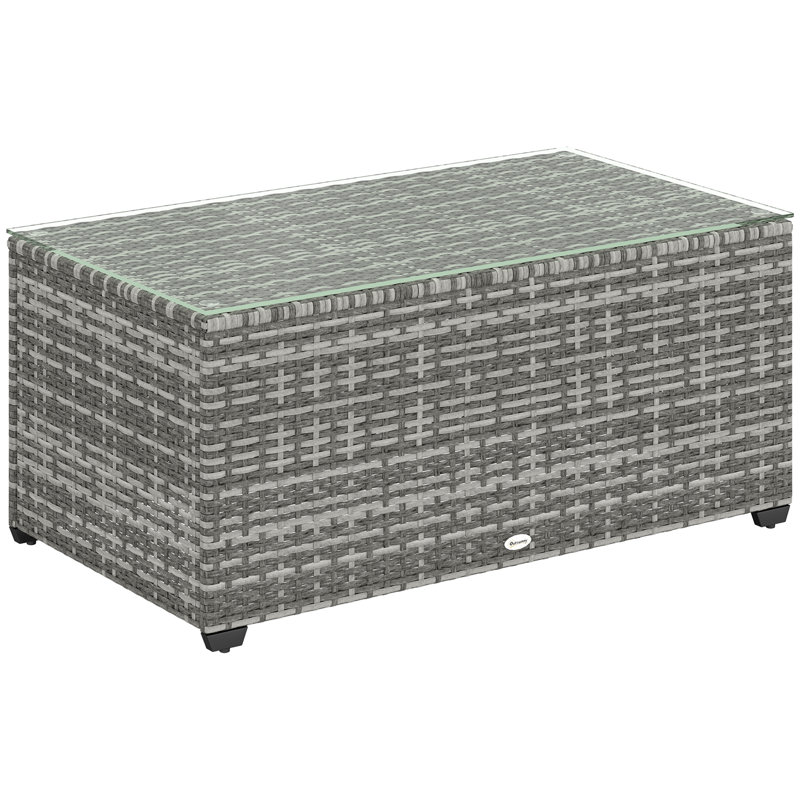 Metal Outdoor Side Table , 90cm cm W 50cm cm D, Light Grey/Black