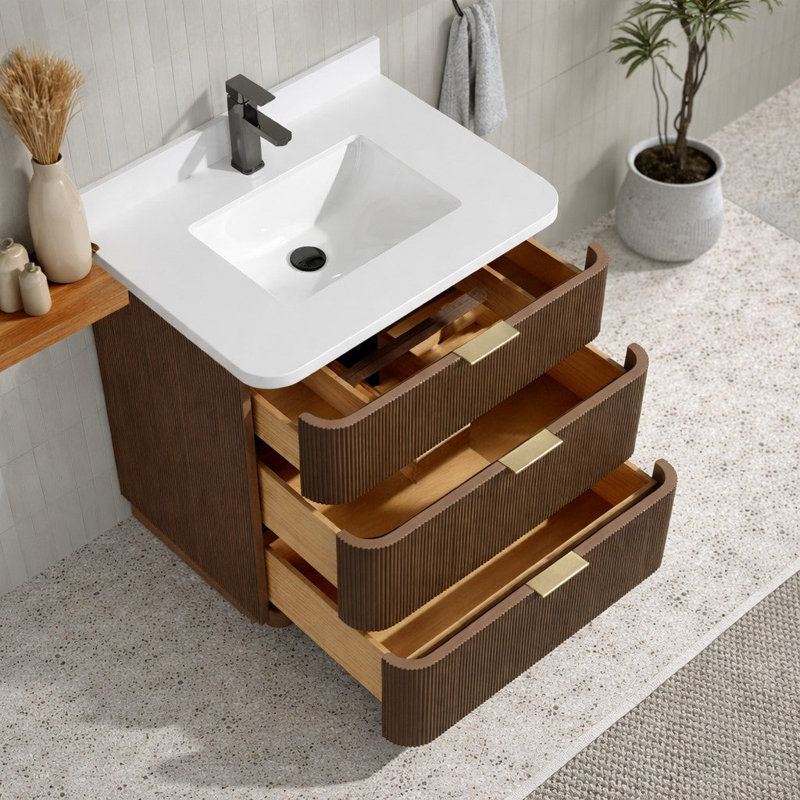 Calamigo 30" W Single Bathroom Vanity, Walnut
