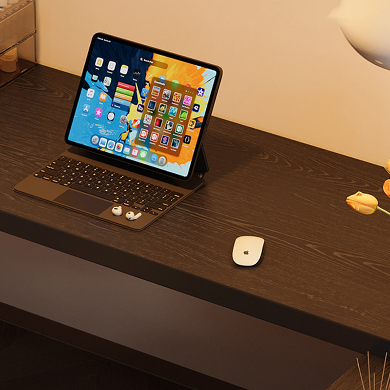 Bureau en bois massif en forme de L noir + bureau en acrylique, H 29,53 po x l 86,61 po x P 55,12 po